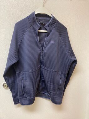 REI CO-OP Men’s Waffle Grid Gray Zippered Light Jacket (2XL)